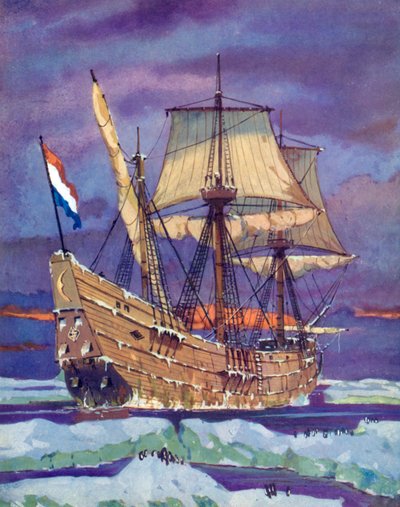 Halve Maen, ou Half Moon, Henry Hudson - English School