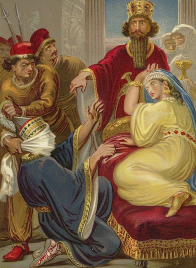 Haman demandant sa vie à la reine Esther - English School