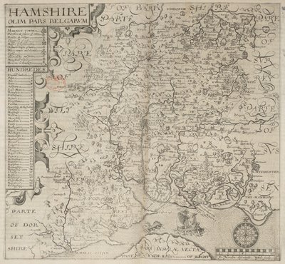 Hamshire, olim pars Belgarum. J. Norden descripsit. W. Hole sculp., de 