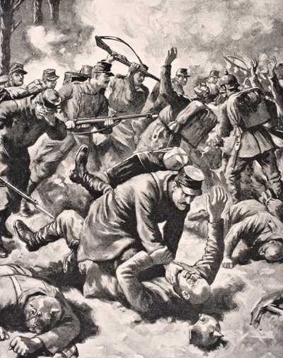 Combat au corps à corps entre soldats allemands et occidentaux, tiré de 