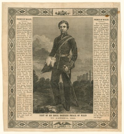 Mouchoir commémorant le voyage du Prince de Galles en Amérique, 1860 - English School
