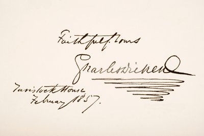 Écriture et signature de Charles Dickens, 1857 - English School