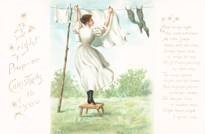 Étendre le linge, Carte de Noël - English School