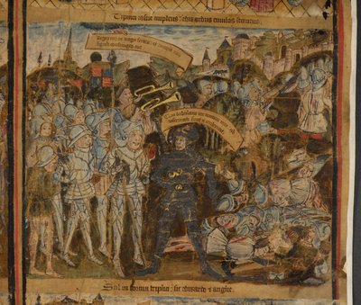 Harley 7353 Édouard de York mène son armée au combat, illustration de la 