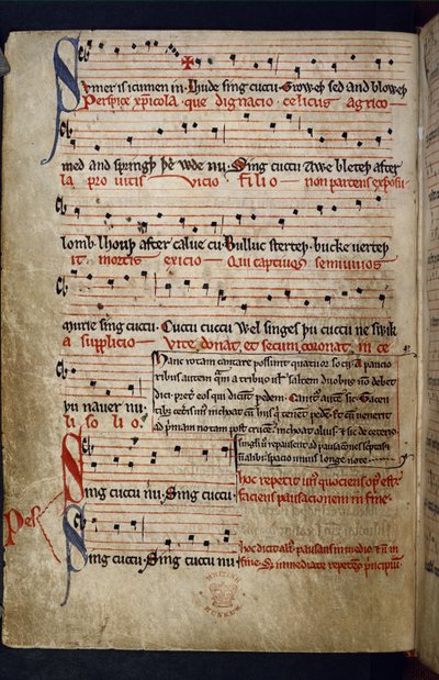 Harley MS 978 f.11v Musical Miscellany, from 