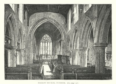 Église de Harrow, intérieur (gravure) - English School