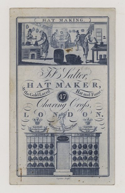 Chapeliers, Salter, carte de visite - English School