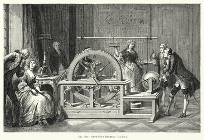 Machine électrique de Hawksbee (gravure) - English School