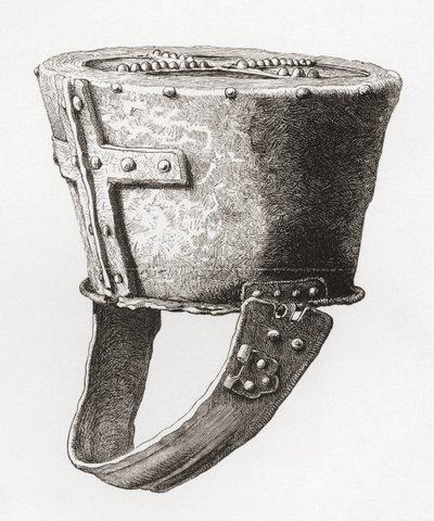 Casque, du château de Pomeroy, Angleterre, datant de c.12ème siècle, tiré de L