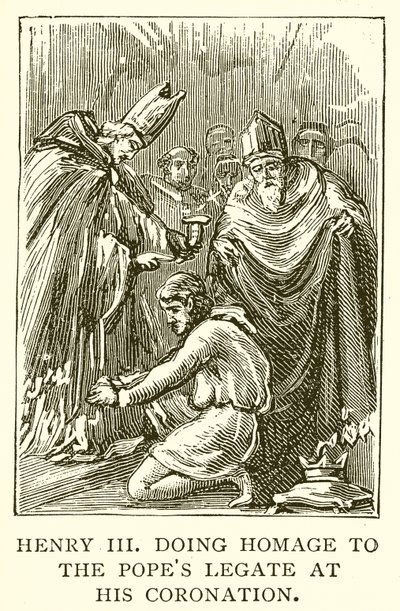 Henri III rendant hommage au légat du pape lors de son couronnement - English School