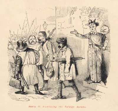 Henri II (1133-89) renvoyant les barons étrangers - English School