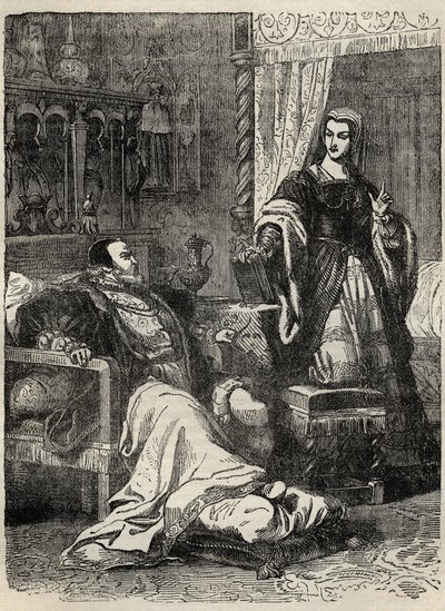 Henri VIII et la reine Catherine Parr (1512-1548) - gravure de l