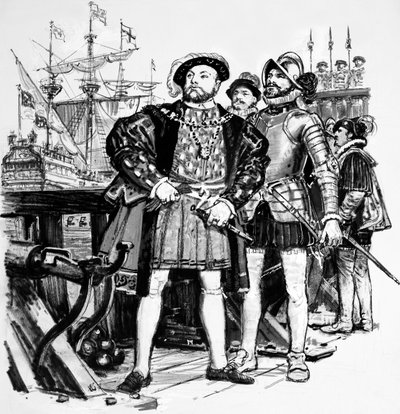 Henri VIII qui a construit la marine anglaise de sept à quatre-vingt-cinq navires - English School
