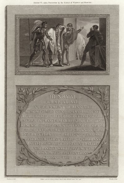 Henri VI capturé par les comtes de Warwick et de Marche - English School
