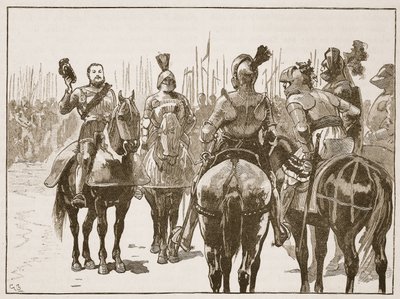 Henri et les officiers français capturés, illustration de Cassells Illustrated History of England - English School