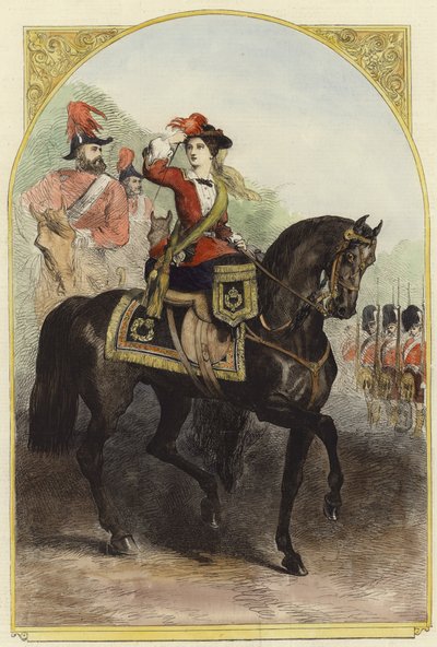 Sa Majesté dans son nouveau costume militaire au camp - English School