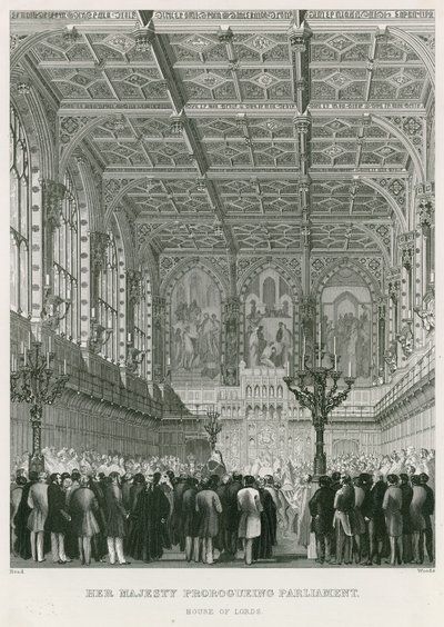 Sa Majesté prorogeant le Parlement, la Chambre des Lords - English School