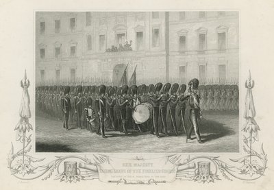 Sa Majesté prenant congé des gardes fusiliers - English School