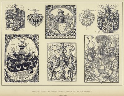 Dessins héraldiques réalisés par des artistes allemands, seconde moitié du XVIe siècle (lithographie) - English School
