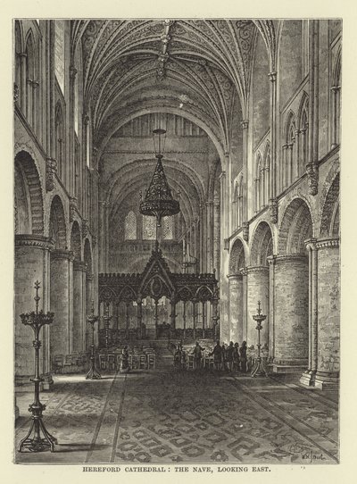Cathédrale de Hereford, la nef, vue vers l