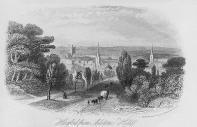 Hereford depuis Ailstone Hill (gravure) - English School