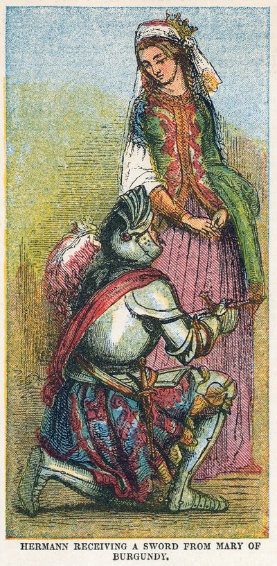 Hermann recevant une épée de Marie de Bourgogne - English School