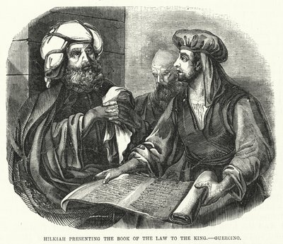 Hilkiah présentant le Livre de la Loi au roi, Guercino (gravure) - English School