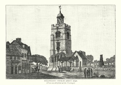 Église de Hillingdon vers 1740 (gravure) - English School