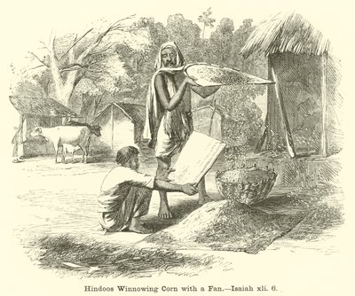 Hindous vannant le blé avec un éventail, Isaïe, xli, 6 - English School