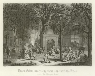 Fakirs hindous pratiquant leurs rites superstitieux - English School