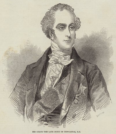 Sa Grâce feu le duc de Newcastle, KG (gravure) - English School