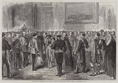 Son Altesse Royale le Prince de Galles tenant sa première levée - English School