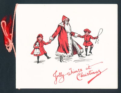 Tenir la main du Père Noël, Carte de Noël - English School