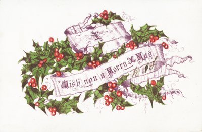 Houx et baies, carte de Noël - English School