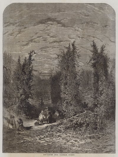 Jardin de houblon près de Farnham, Surrey - English School
