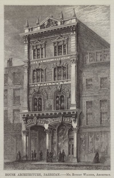 Architecture de Maison, Barbican, M. Robert Walker, Architecte (gravure) - English School