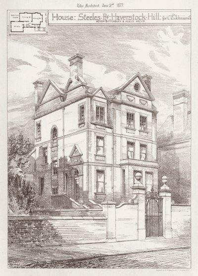 Maison, Steeles Road, Haverstock Hill, pour C E Johnson - English School