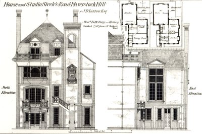 Maison et Studio, Steeles Road, Haverstock Hill, de The Building News, 9 février 1877 - English School