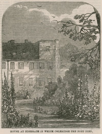 Maison à Highgate, Londres, où est mort le poète Samuel Coleridge - English School