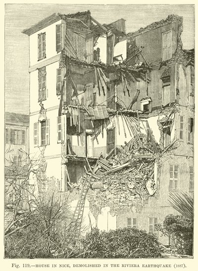 Maison à Nice, démolie lors du tremblement de terre de la Riviera, 1887 - English School