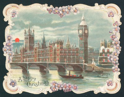 Houses of Parliament en hiver, Carte de Noël - English School