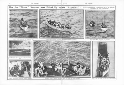 Comment les survivants du Titanic ont été récupérés par le Carpathia, de The Sphere, 04 mai 1912 - English School