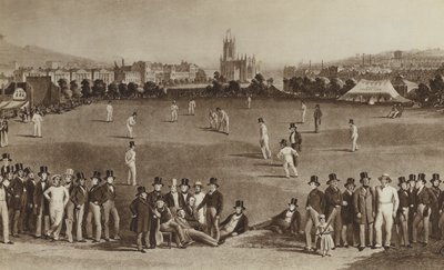Comment ils jouaient au cricket quand la reine Victoria était jeune (lithographie) - English School