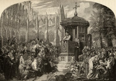 Hugh Latimer (c.1485-1555) prêchant aux autorités civiles à St. Paul