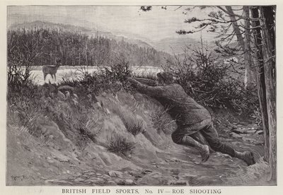 Chasseur tirant sur un chevreuil (lithographie) - English School
