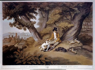 Chasse aux lapins en Angleterre. Gravure du 19ème siècle. Gien, musée de la chasse - English School