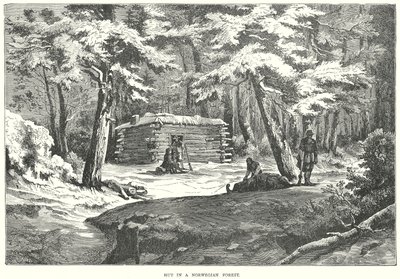 Cabane dans une forêt norvégienne (gravure) - English School