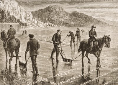 Récolte de glace sur la rivière Hudson, État de New York, vers 1870, tiré de 