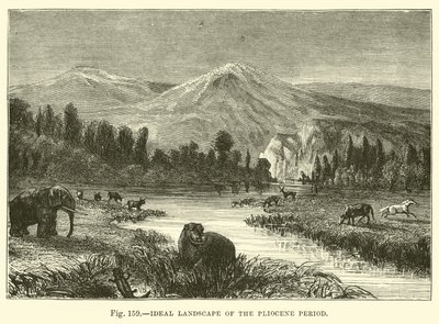 Paysage idéal de la période du Pliocène - English School