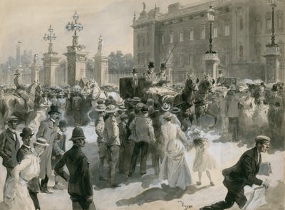 Maladie du roi Édouard VII, les médecins quittent le palais, juin 1902 - English School